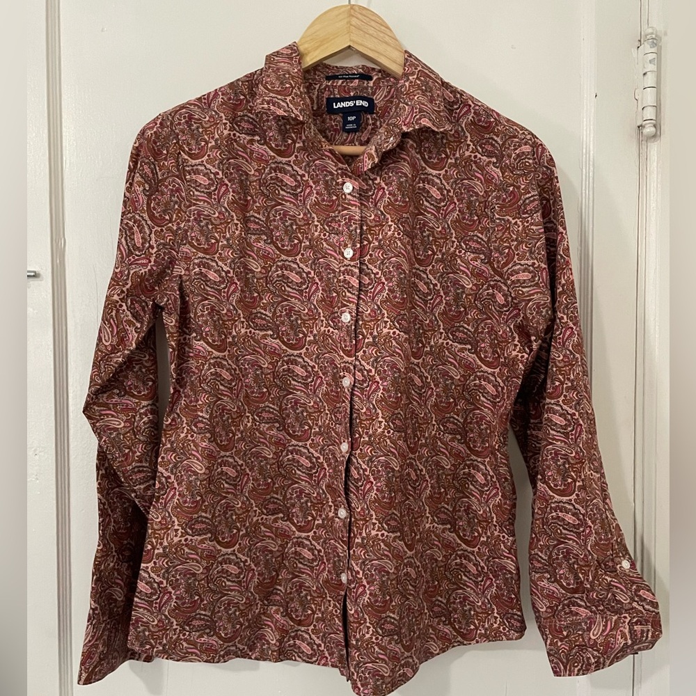 4/$20! Lands' End Paisley Shirt